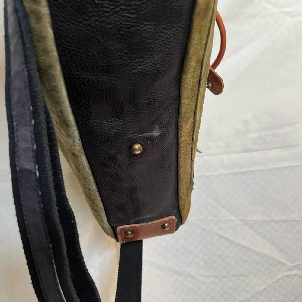 Amsterdam Heritage Olive & Camel Suede Leather Men's Messenger Bag / Briefcase